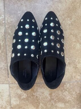 Urban Outfitters Black Studded Suede Mules
